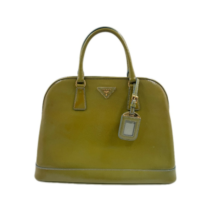 Prada Green Saffiano Vernic Leather Women's Handbag