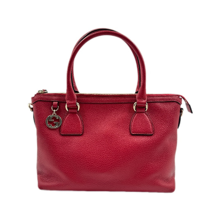 Gucci  Dollar Calfskin GG Charm Satchel Red