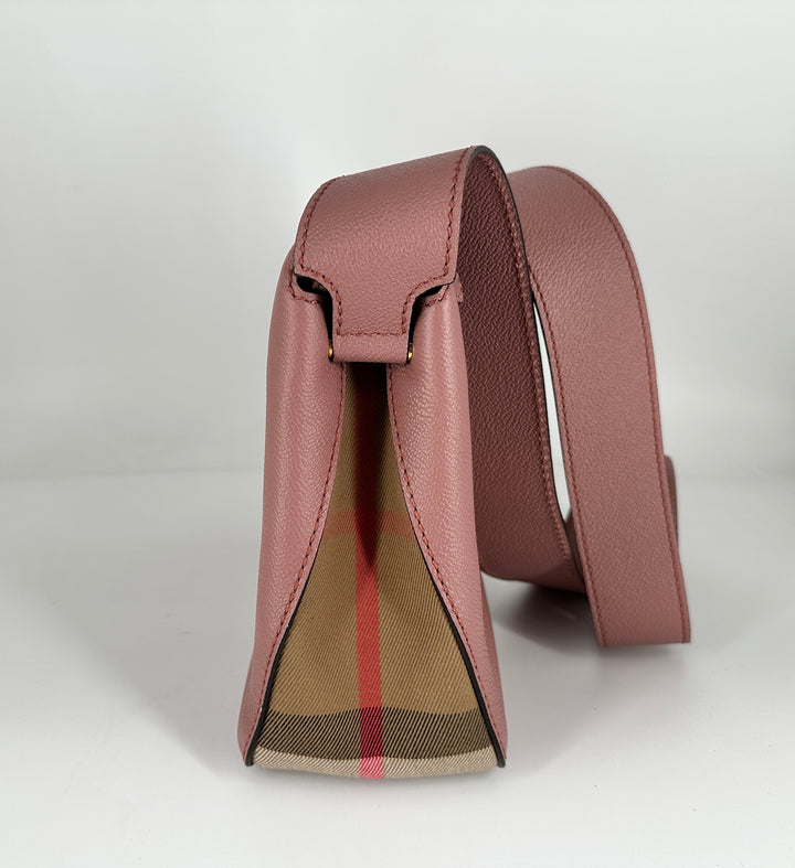 Burberry Nova Check Leather Canvas Shoulder Bag Pink