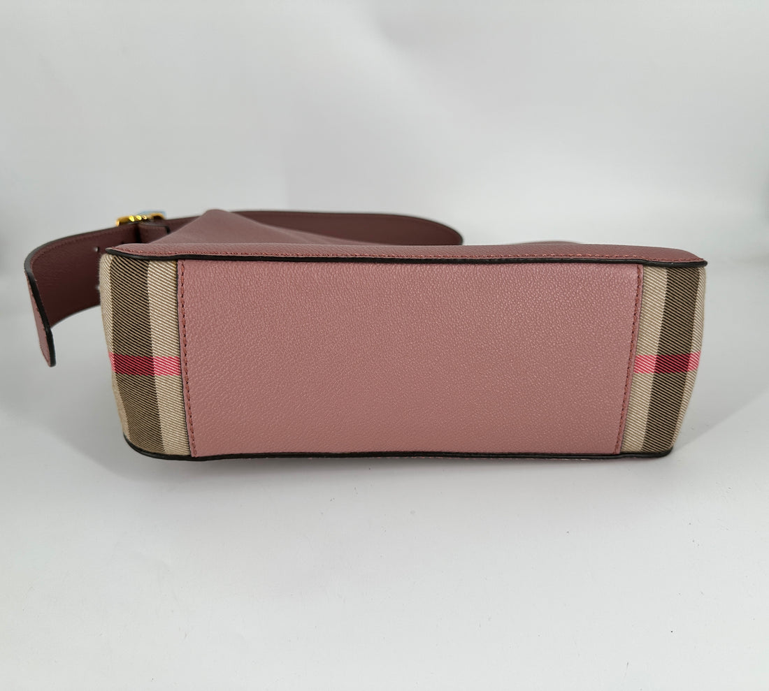 Burberry Nova Check Leather Canvas Shoulder Bag Pink