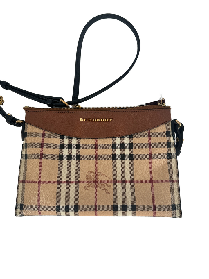 Burberry Horseferry Check and Leather Mini Shoulder Bag With Chain