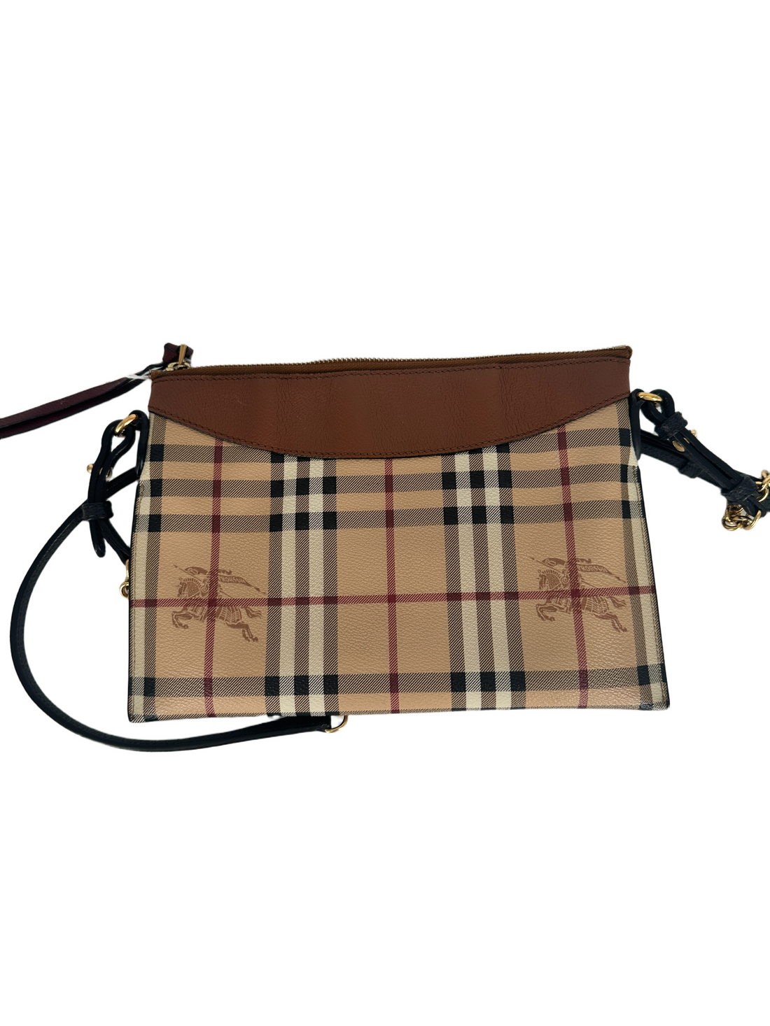 Burberry Horseferry Check and Leather Mini Shoulder Bag With Chain