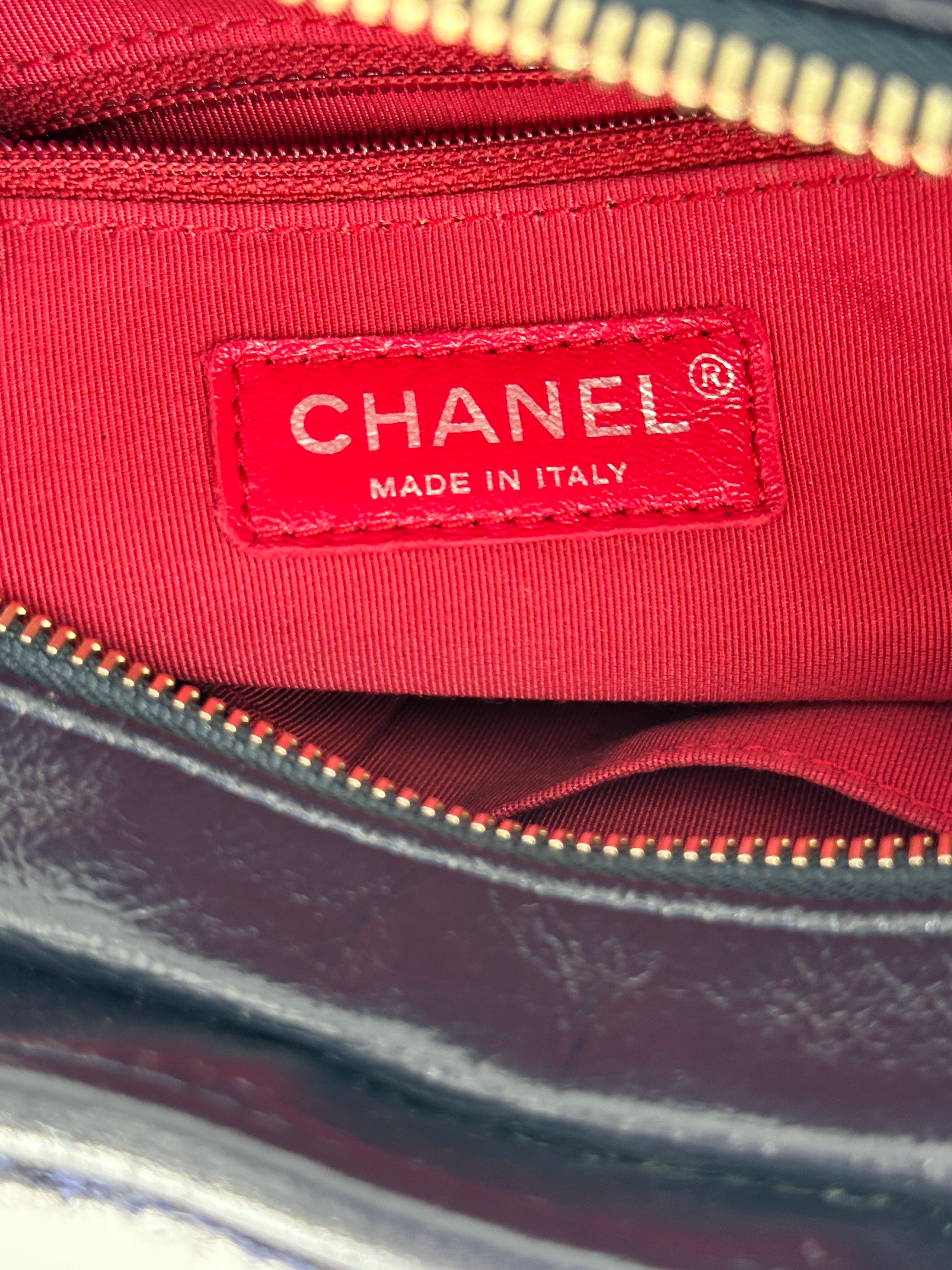 Chanel Tweed Calfskin Quilted Medium Gabrielle Hobo Black Blue