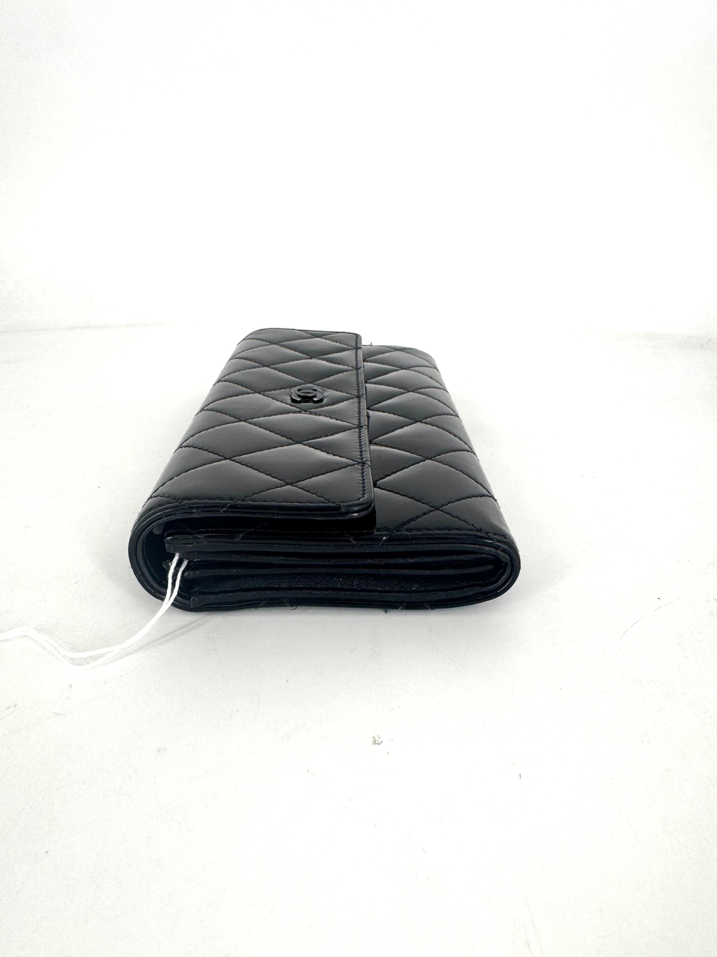 Chanel Patent Quilted Wallet Black