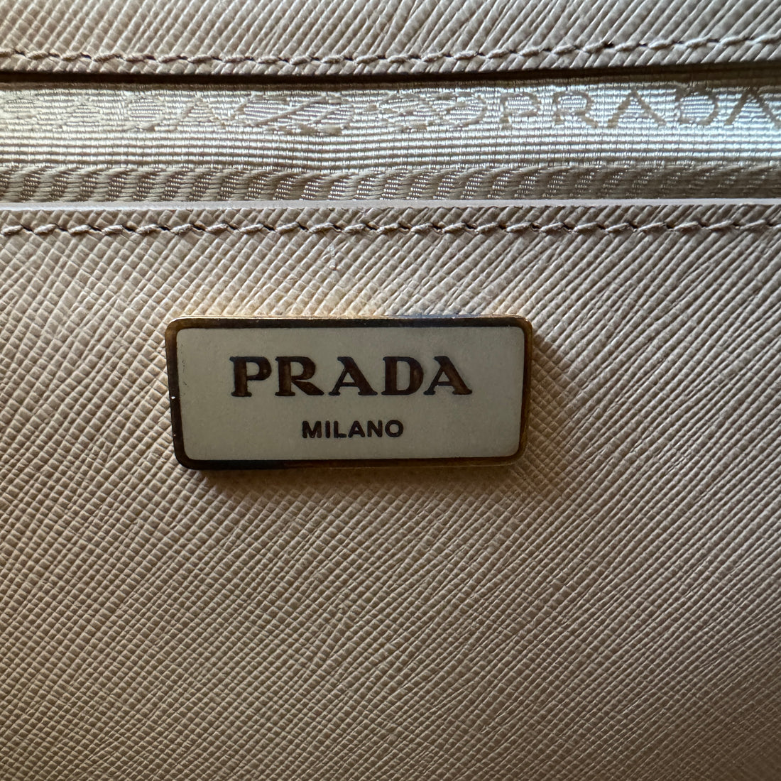 Prada saffiano promenade tote taupe