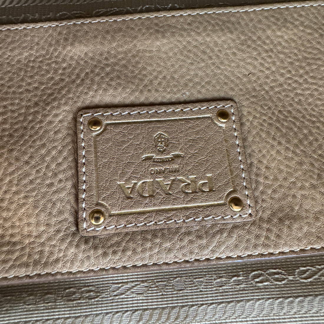 Prada Camel in leather handle bag