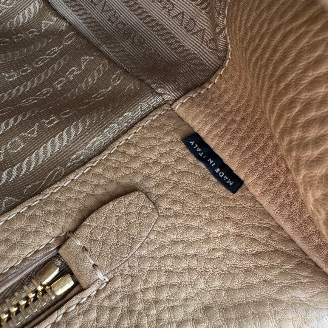 Prada Camel in leather handle bag