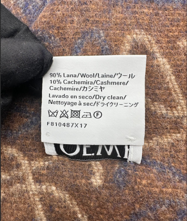 Loewe Printed Plaid Woolen Scarf in Brown LLS01