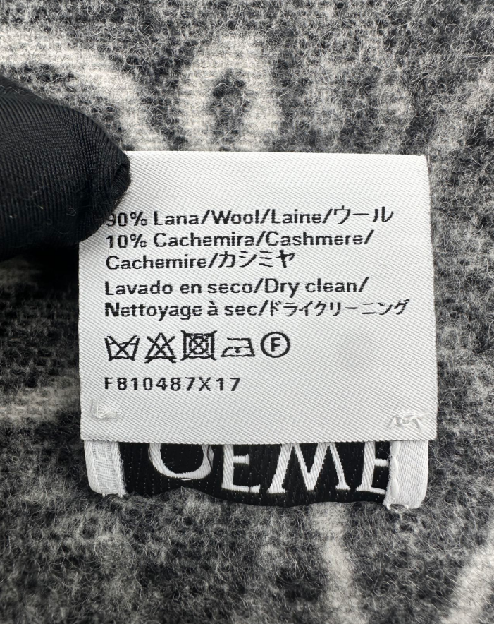Loewe Printed Plaid Woolen Scarf in Grey LLS02