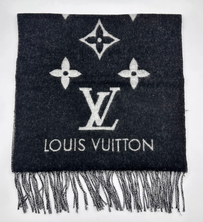 LV 100% Cashmere Oversized Printed Logo Scarf  LVS01