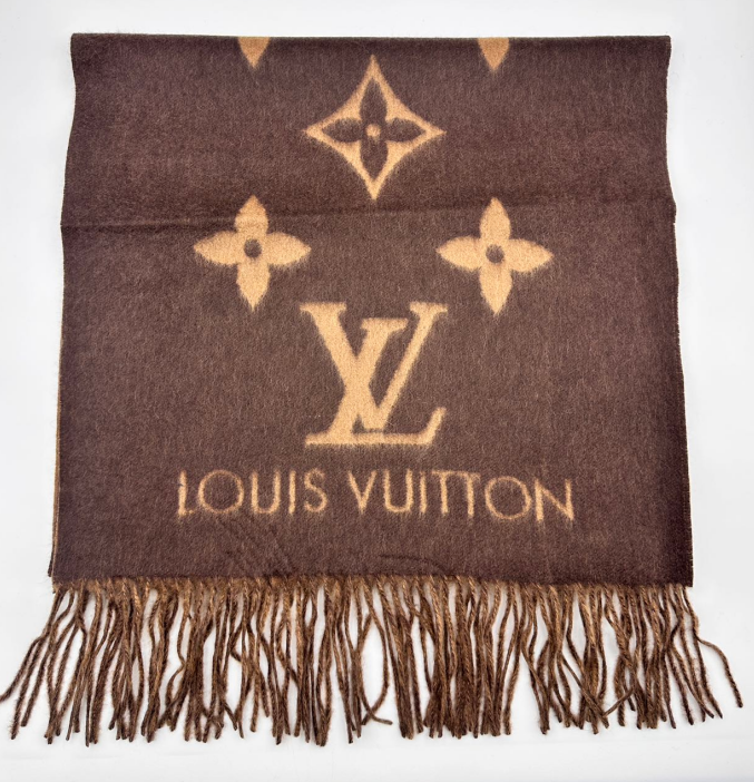 LV 100% Cashmere Oversized Printed Logo Scarf  LVS02