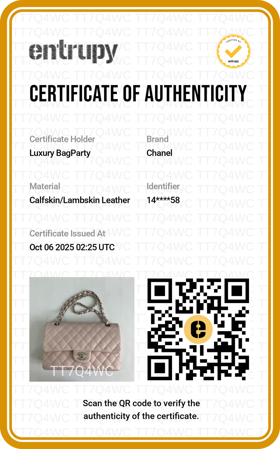 Chanel Quilted Calfskin Classic Double Flap Pink (14***59) CC556