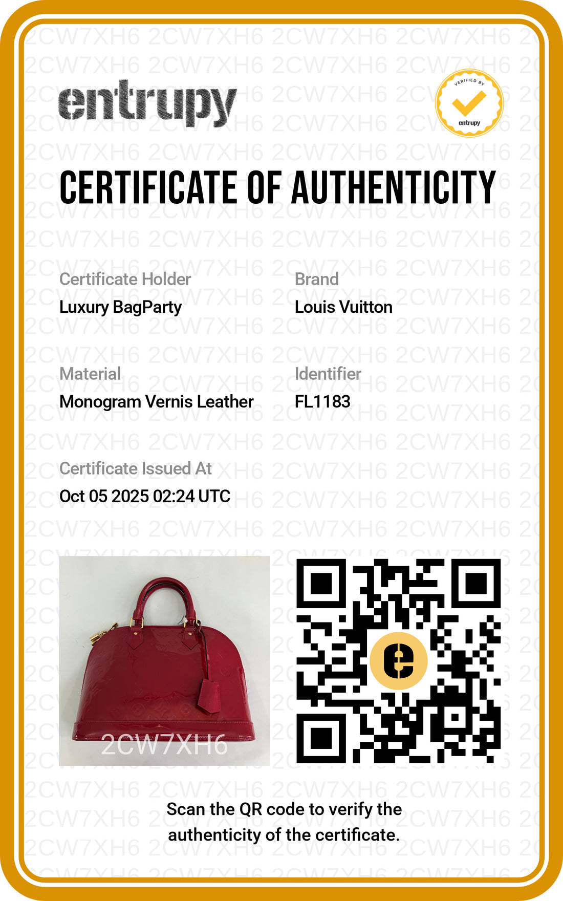 Louis Vuitton Alma Monogram Vernis PM Wine Red LV1129