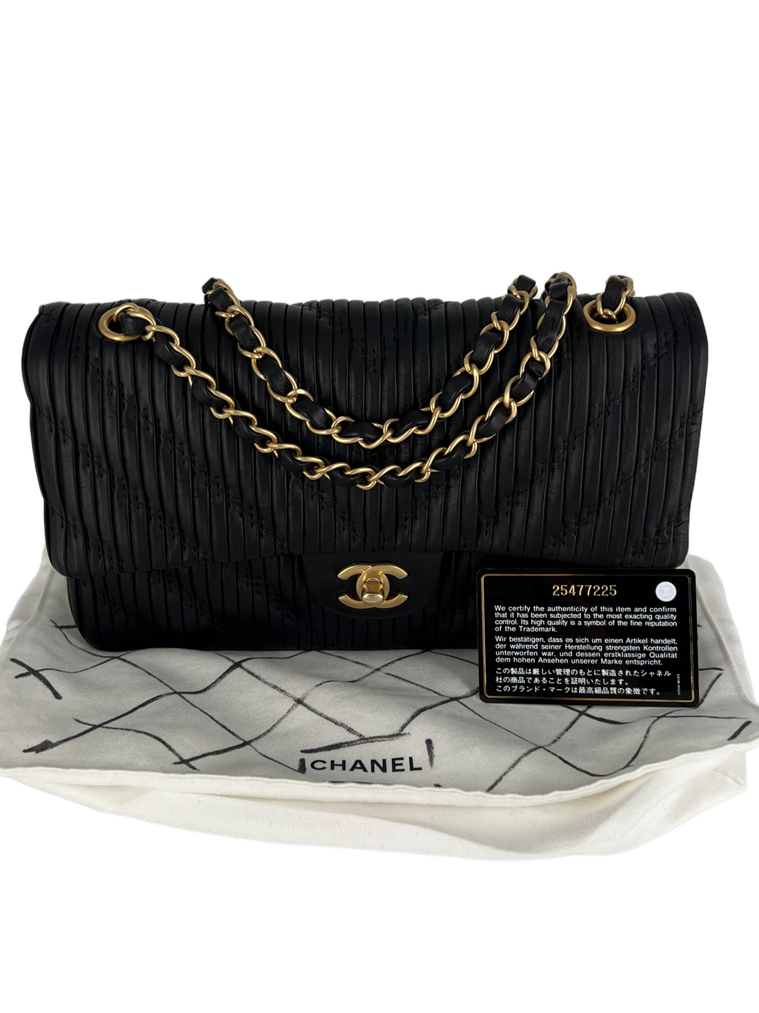 Chanel Coco Pleats Classic Double Flap Pleated Crumpled