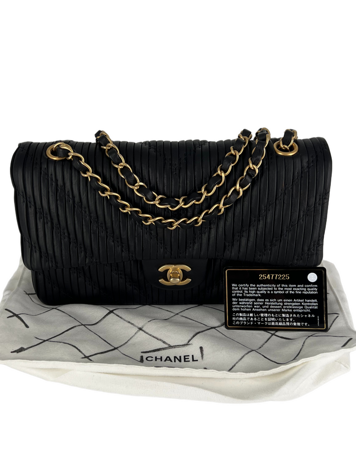 Chanel Coco Pleats Classic Double Flap Pleated Crumpled