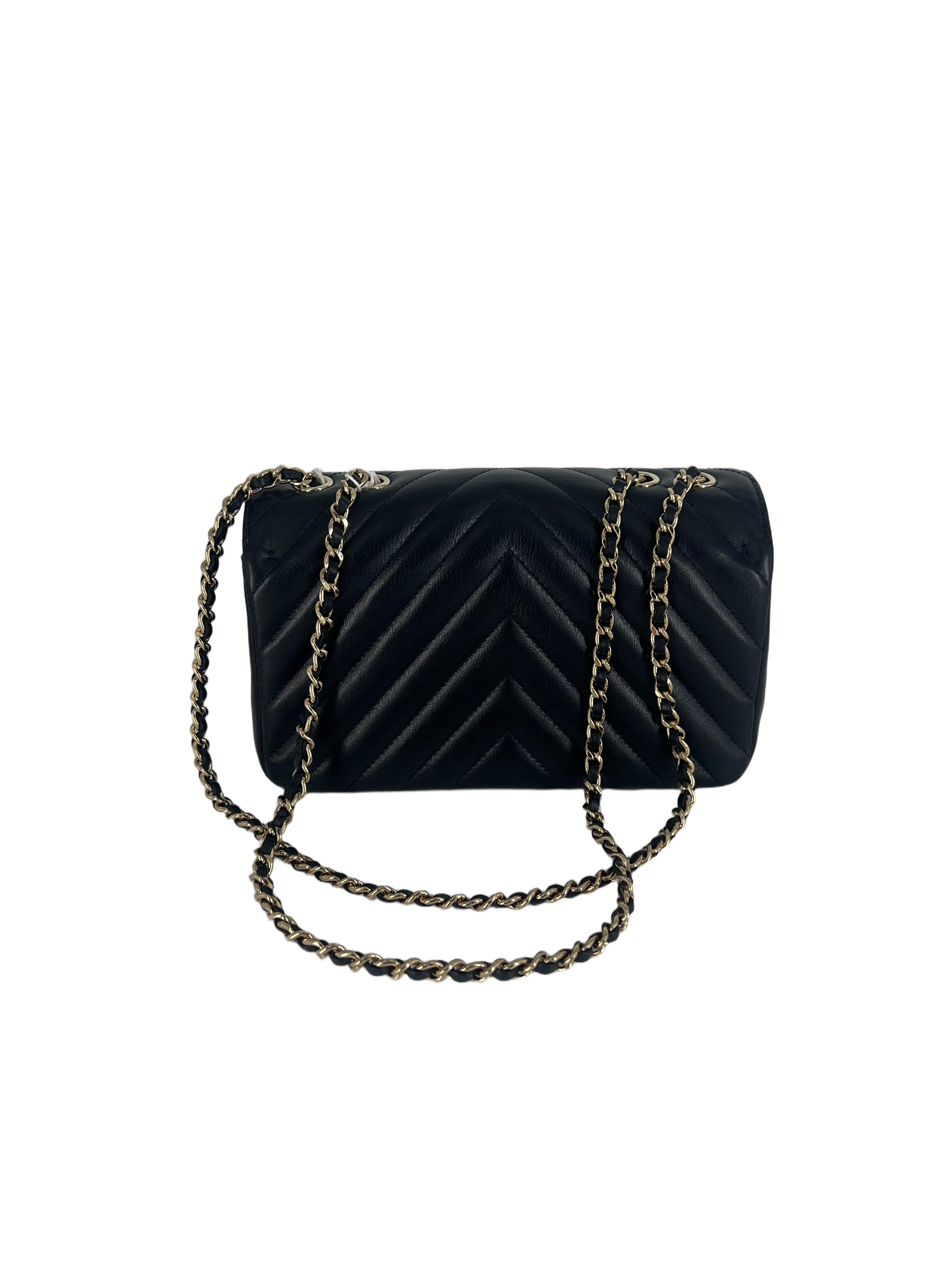 Chanel Calfskin Chevron Quilted Small Statement Flap Blue