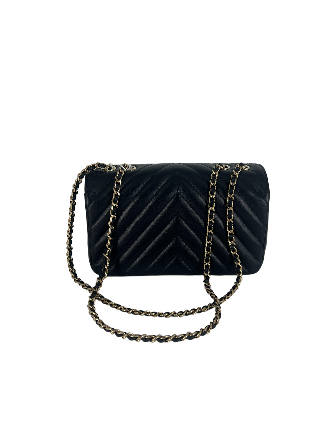 Chanel Calfskin Chevron Quilted Small Statement Flap Blue
