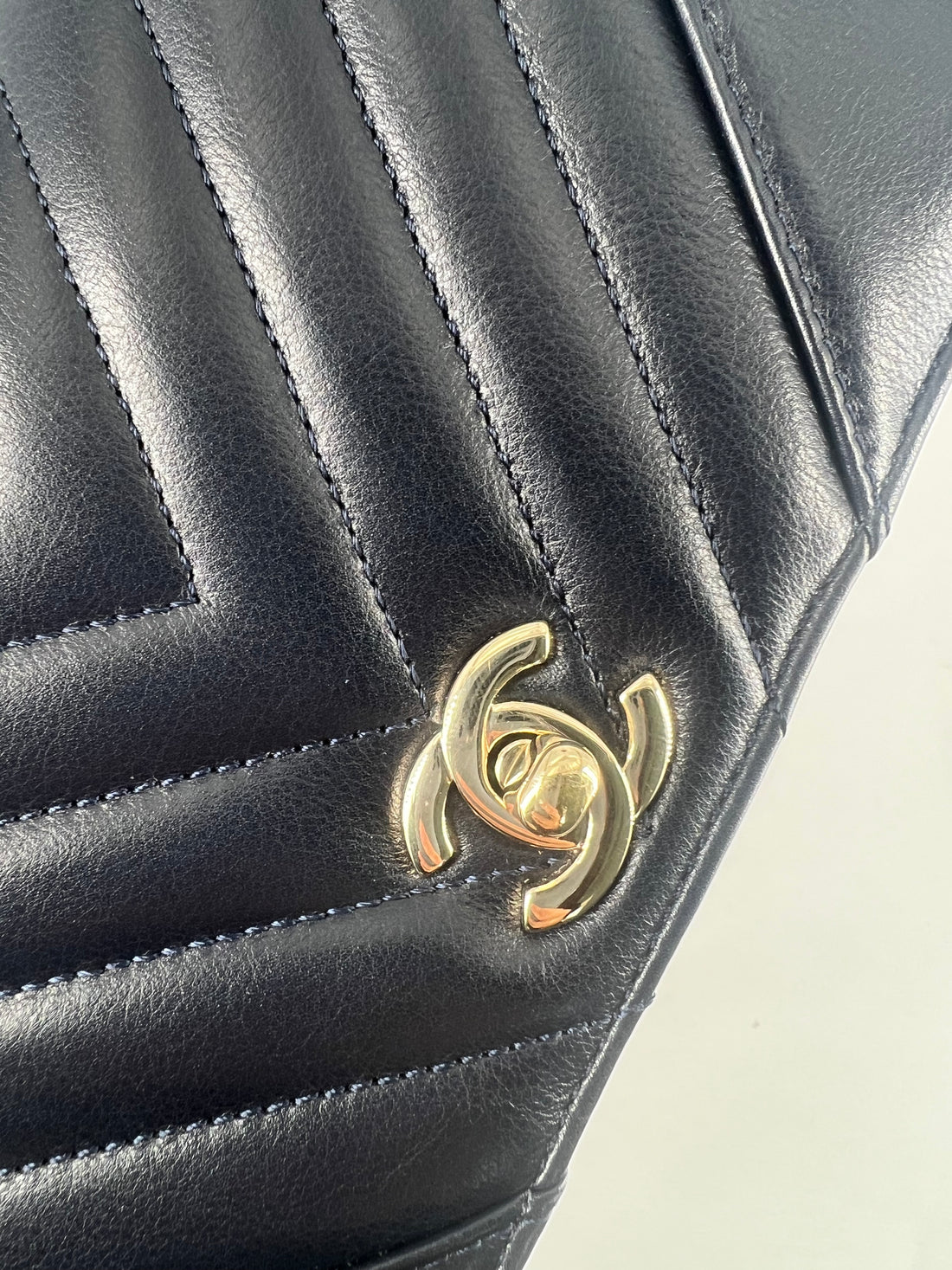 Chanel Calfskin Chevron Quilted Small Statement Flap Blue