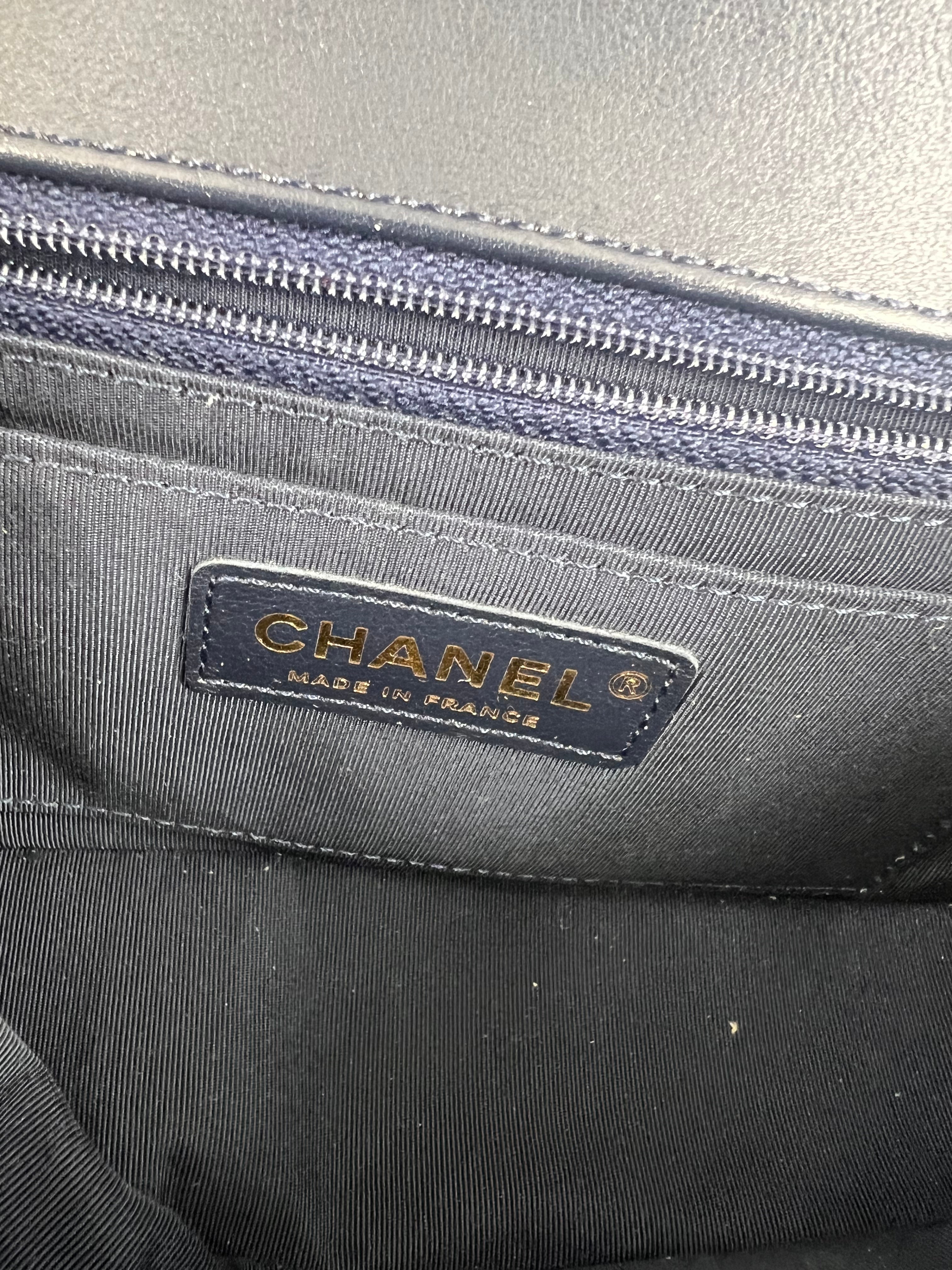 Chanel Calfskin Chevron Quilted Small Statement Flap Blue