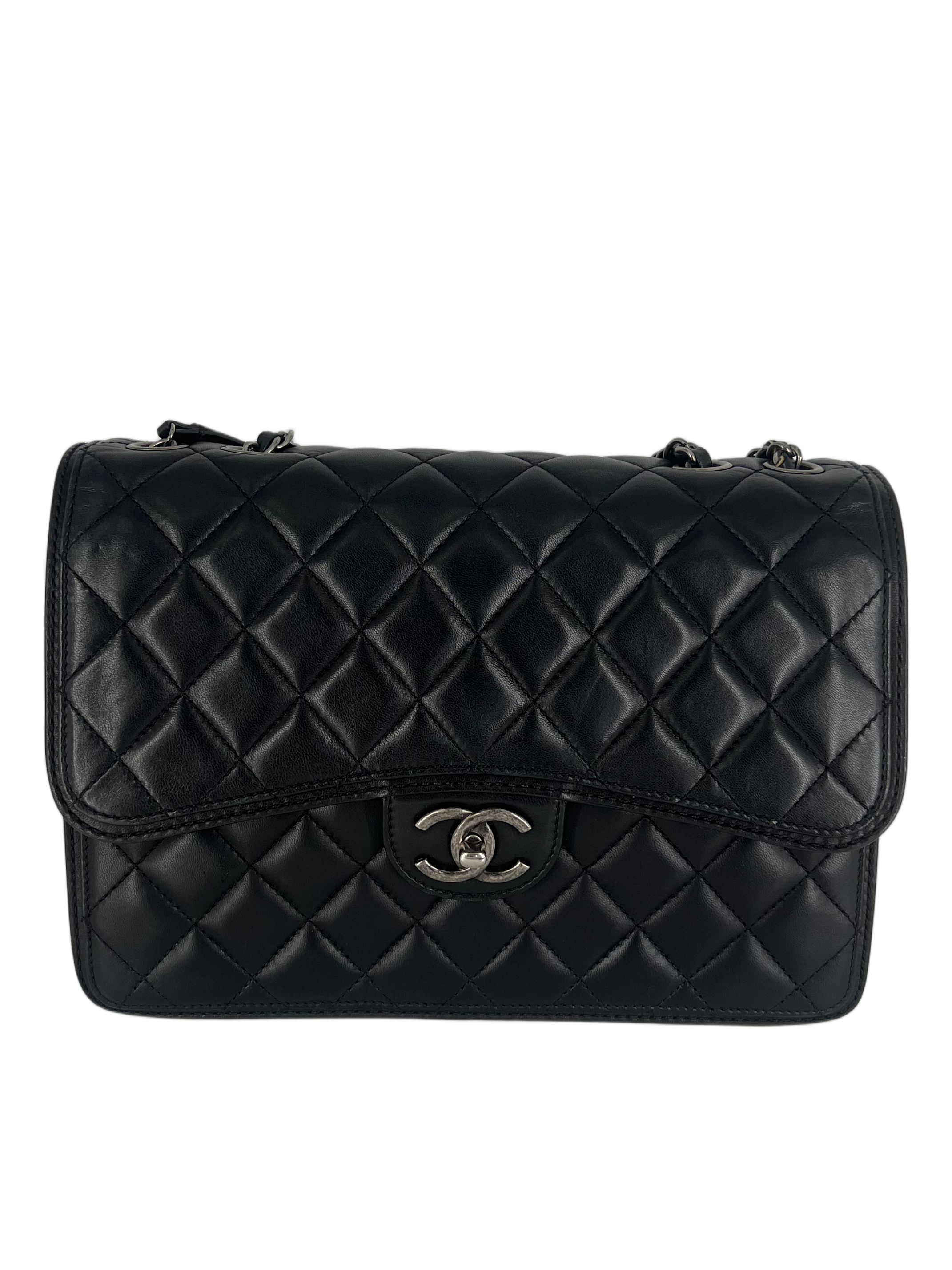 Chanel Lambskin Quilted Large Citizen Zip Flap Black