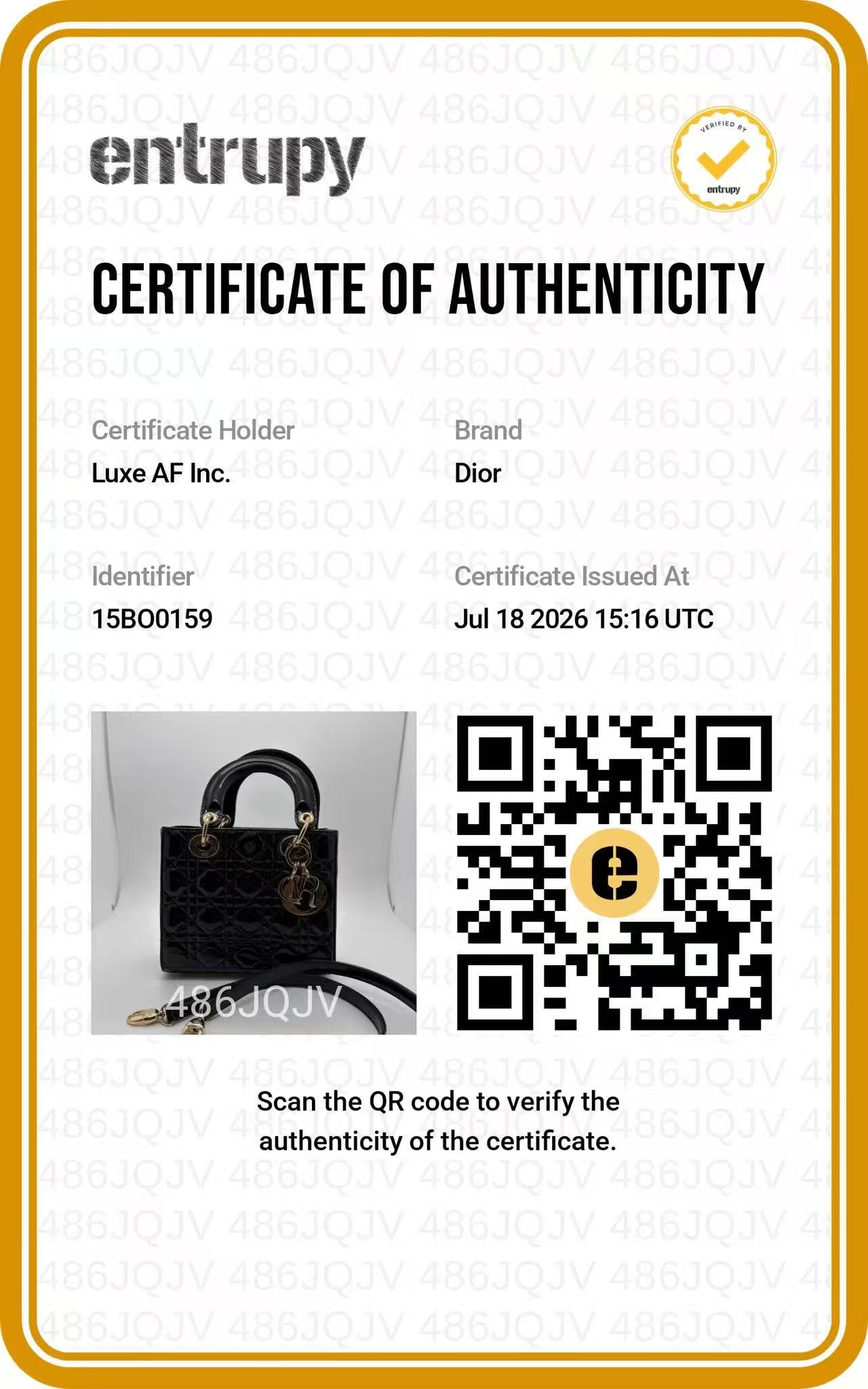Christian Dior Lady Dior Black Cannage Patent Leather Handle Bag DR953