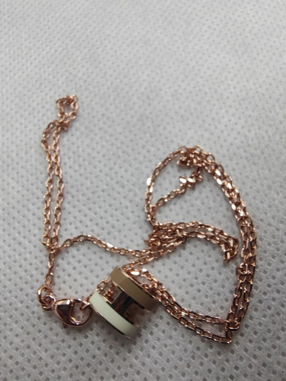 Hermes Mini Pop H Necklace,Rose Gold-Plated Chain/White&Grey"H" HMN09