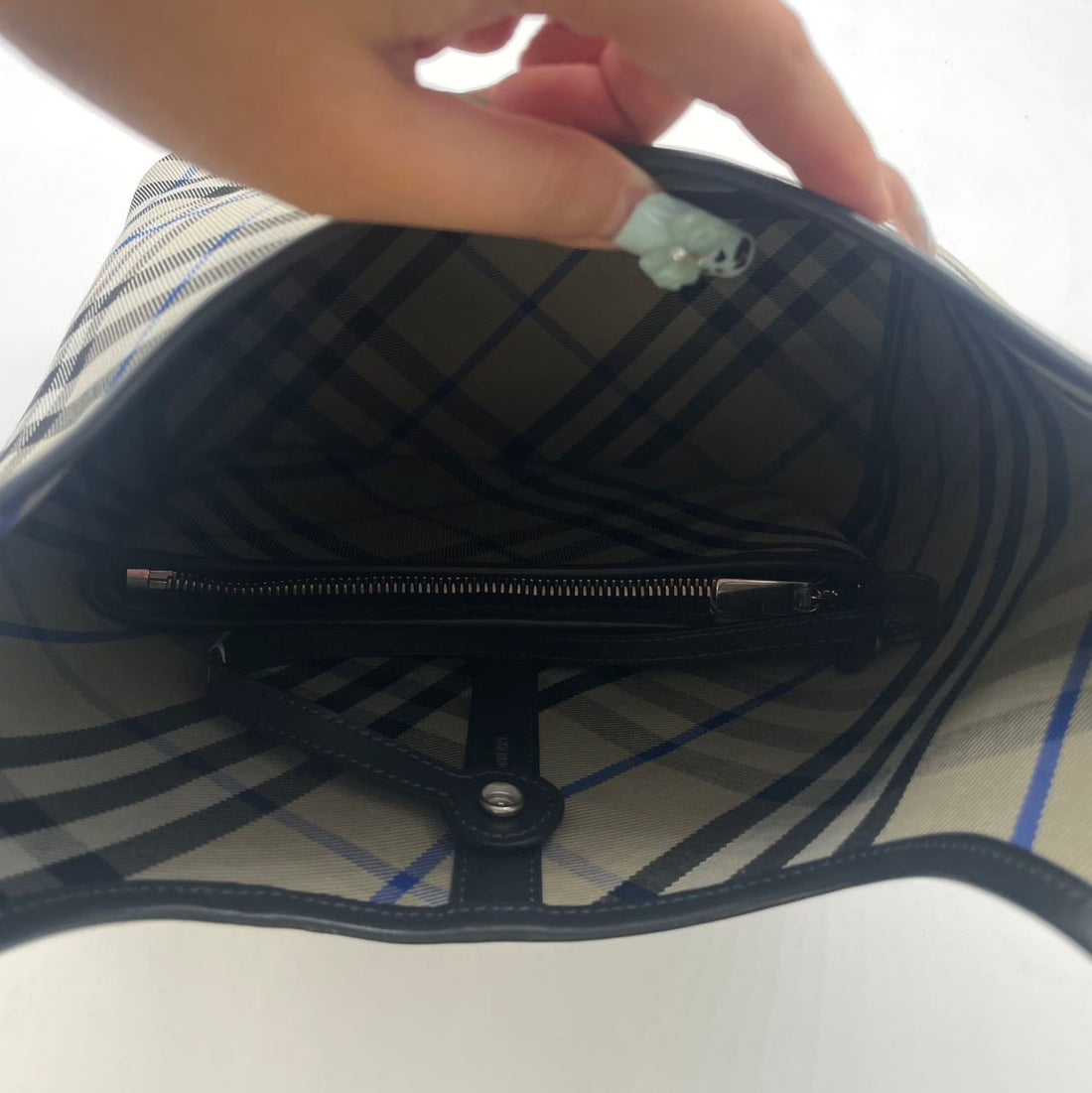 Burberry Check Hobo Shoulder Bag Grey/Blue BRHobo