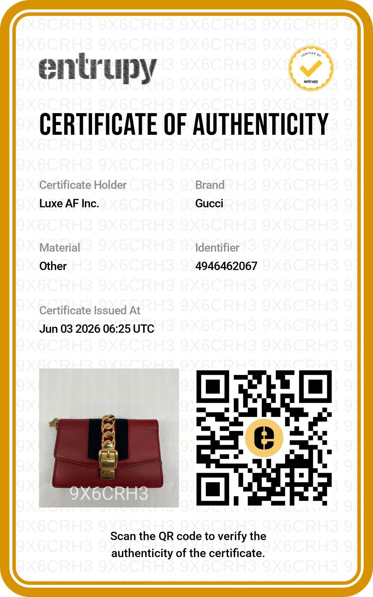 Gucci Sylvie Red Leather Wallet On Chain GG1185