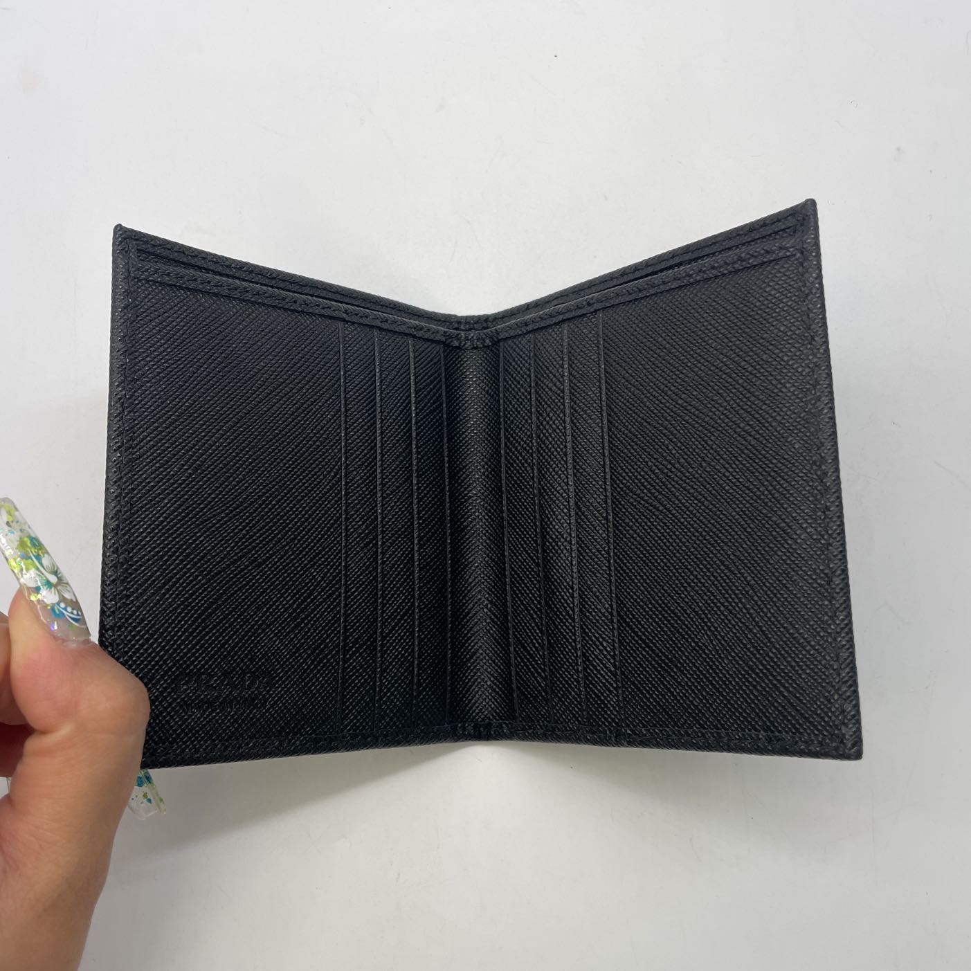 Prada Silver Logo Plaque folder Small Wallet PRCHB