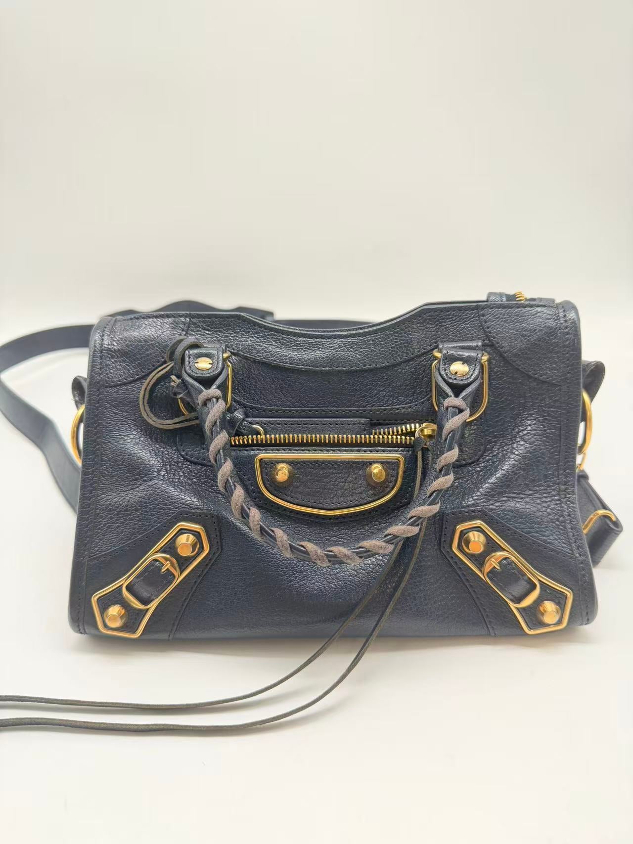 Balenciaga Mini Metalic City Navy Blue BB42
