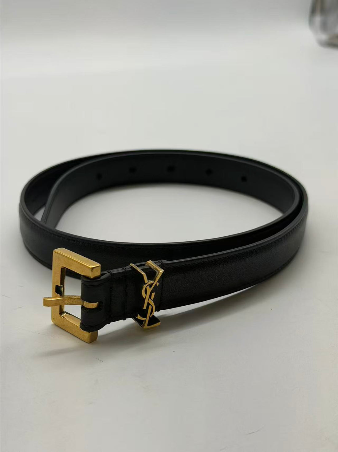 Saint Laurent Logo Belt Black/Gold 80cm