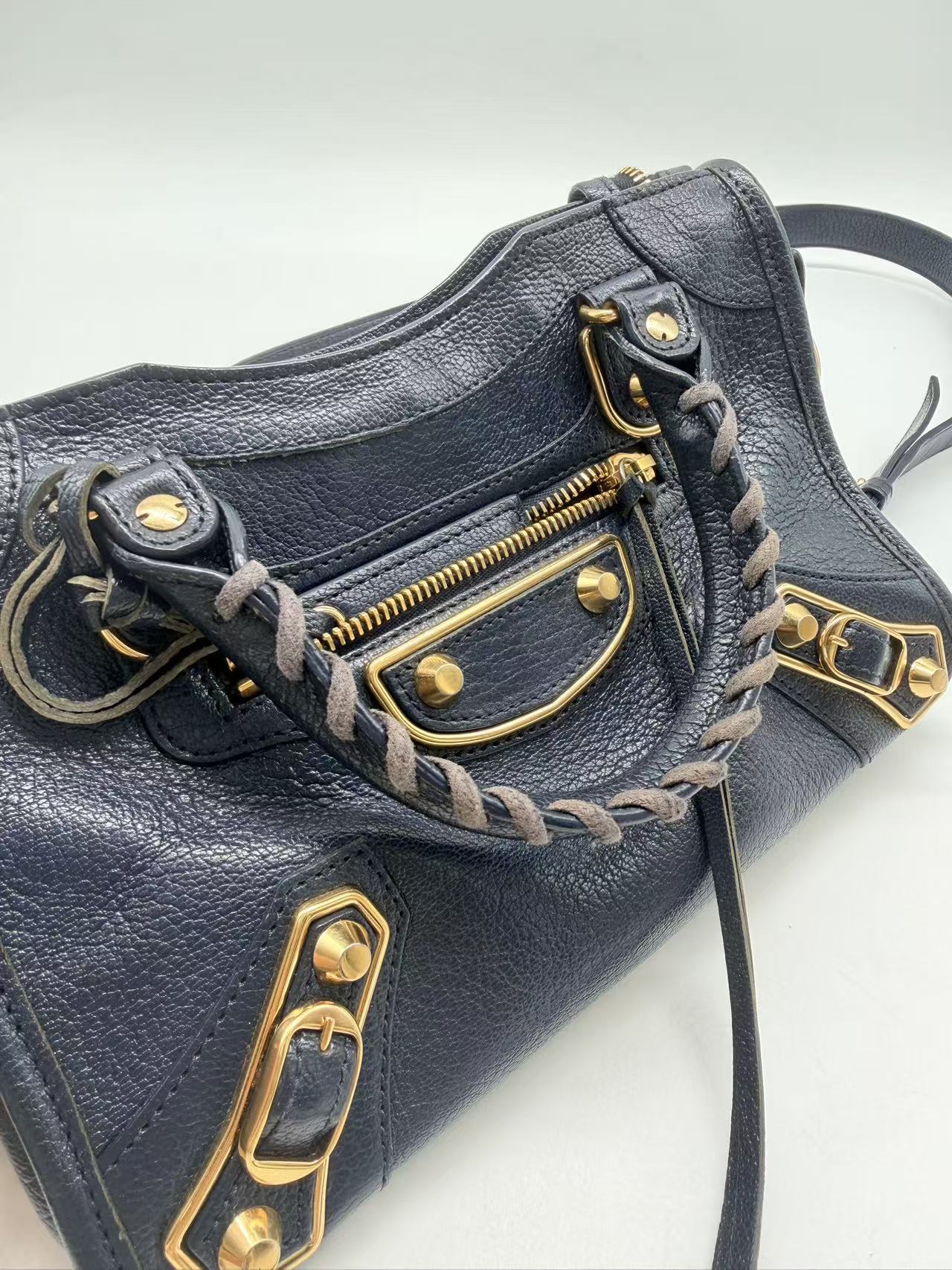 Balenciaga Mini Metalic City Navy Blue BB42