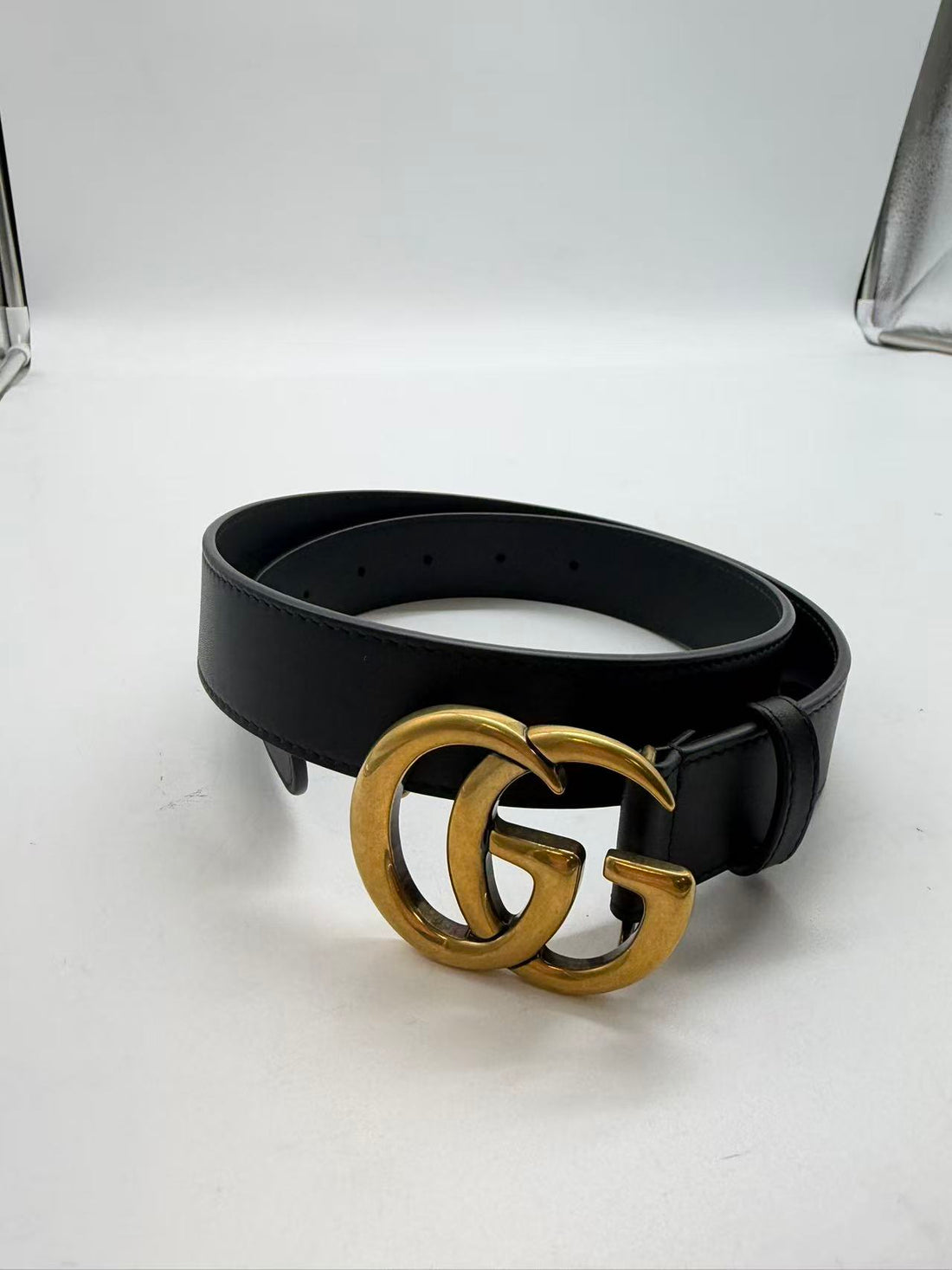 Gucci Logo Belt Black/Gold 75cm