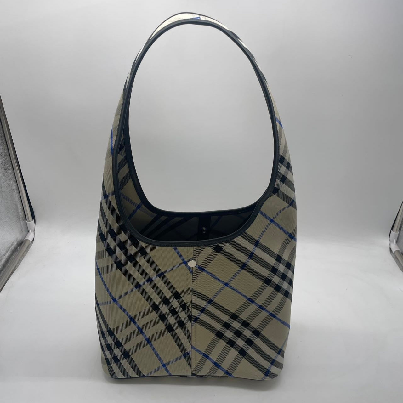 Burberry Check Hobo Shoulder Bag Grey/Blue BRHobo