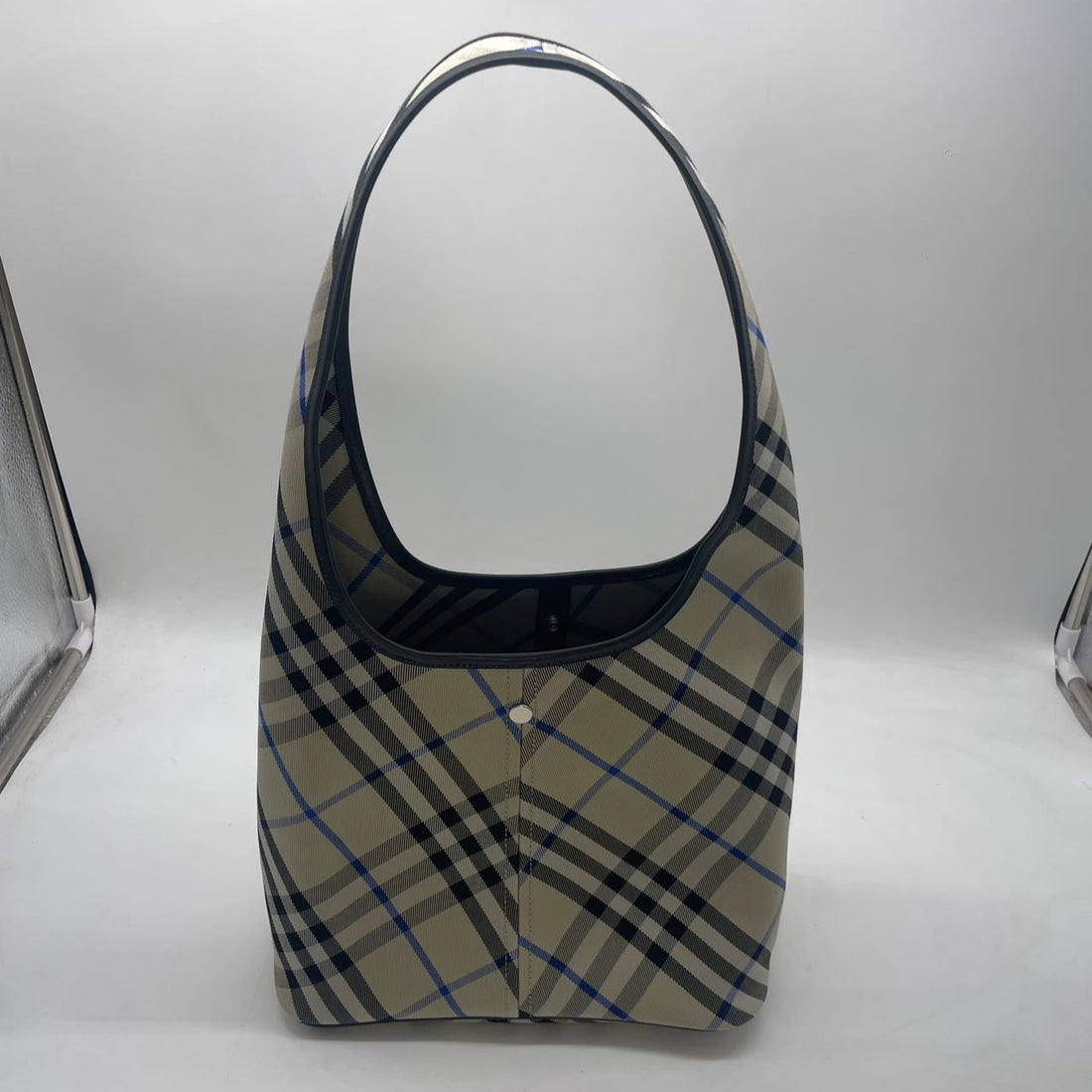 Burberry Check Hobo Shoulder Bag Grey/Blue BRHobo