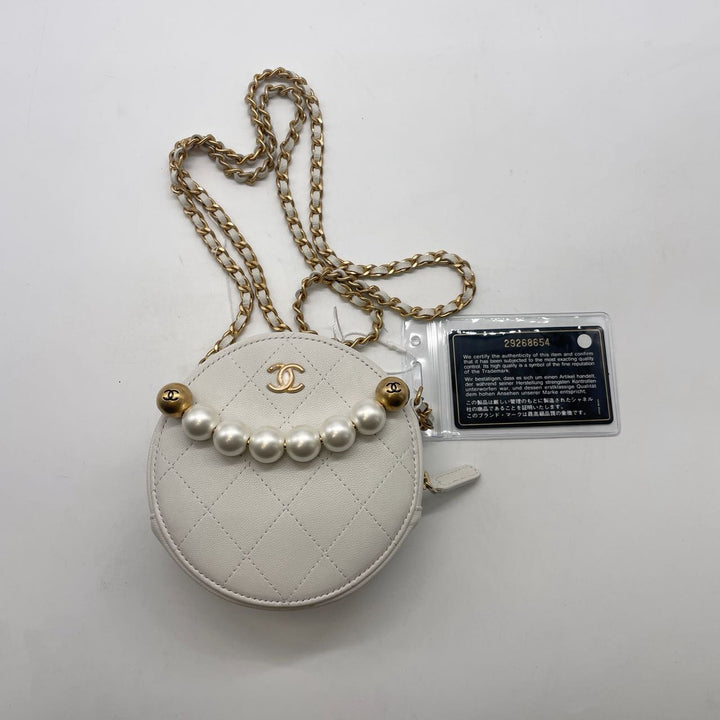 Chanel Round Pearl Shoulder Bag White(29***54) CC586