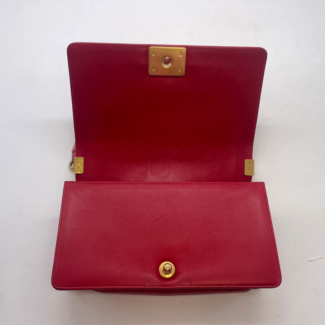 Chanel Lambskin Quilted Medium Boy Red/Gold (23***55) CC450