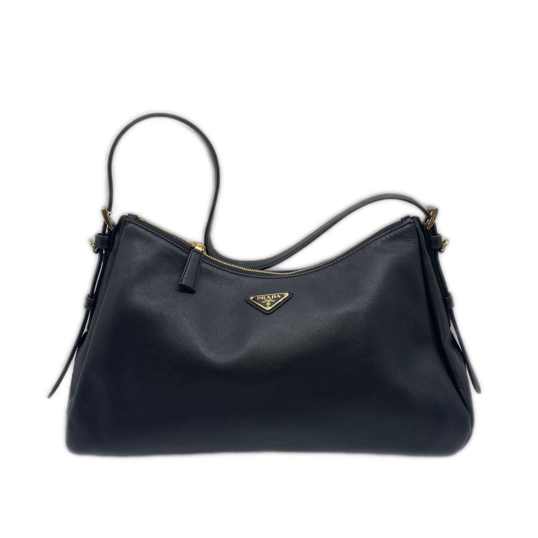 Prada Aimee Leather Medium Shoulder Bag Black PR124