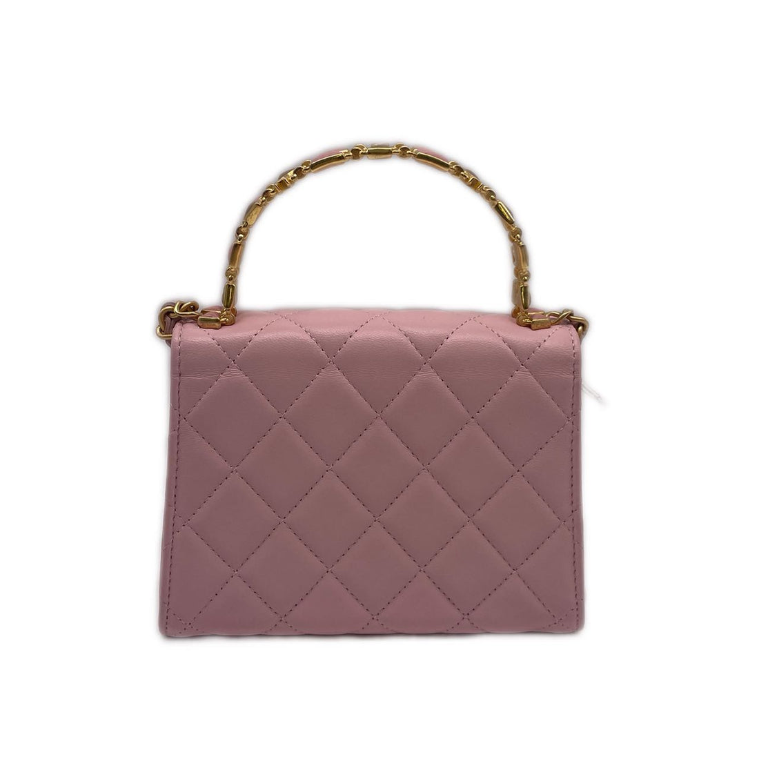 Chanel Lambskin leather Enamel Handle Clutch Mini Pink (T0***JG) CC679