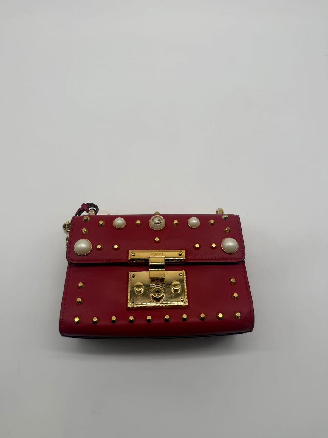 Gucci Padlock Pearl Crossbody Bag Red GG533NA