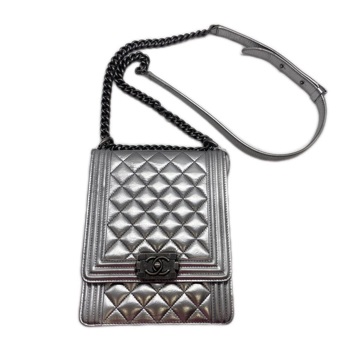 Chanel Vertical Quilted Calfskin Boy Bag Silver (27***83) CC544