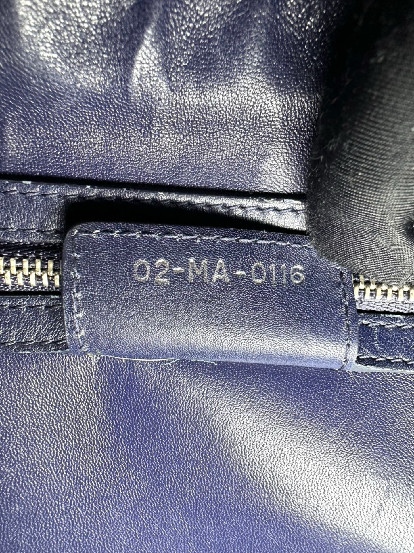 Christian Dior Lady Dior Sapphire Black Leather Handle Bag DR882