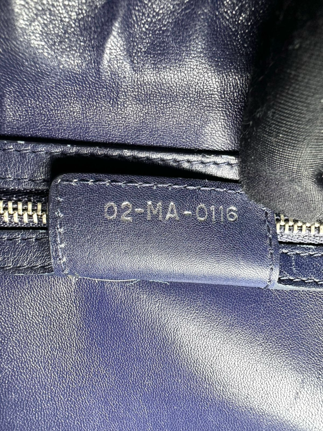 Christian Dior Lady Dior Sapphire Black Leather Handle Bag DR882